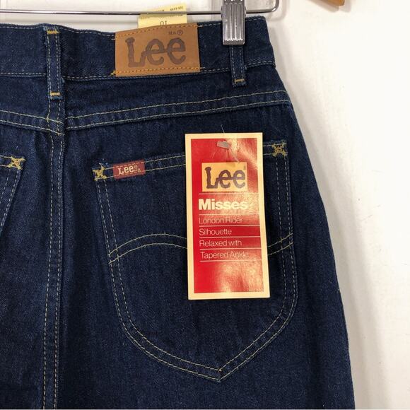 Lee VTG 80s Relaxed Tapered Ankle Pleated Jean Deadstock Size 10 Dark Blue - Picture 8 of 15